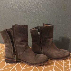Grey leather boots